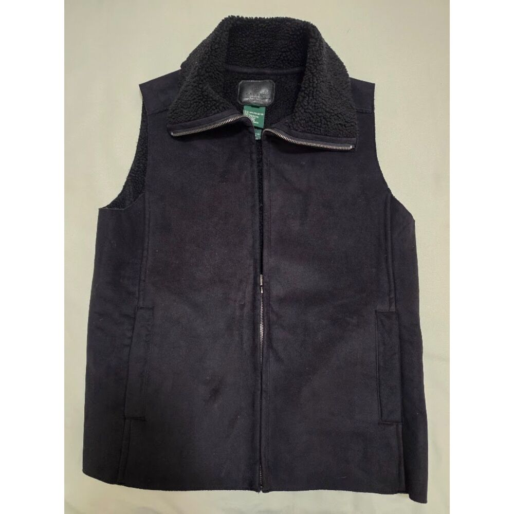 Vintage Ralph Lauren Faux Suede Sherpa Vest In Black S